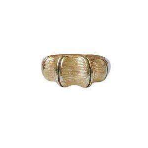 Chunky Ring 18K Gold Plated 50's 60's Vintage Boho Asian Bamboo Unisex Estate